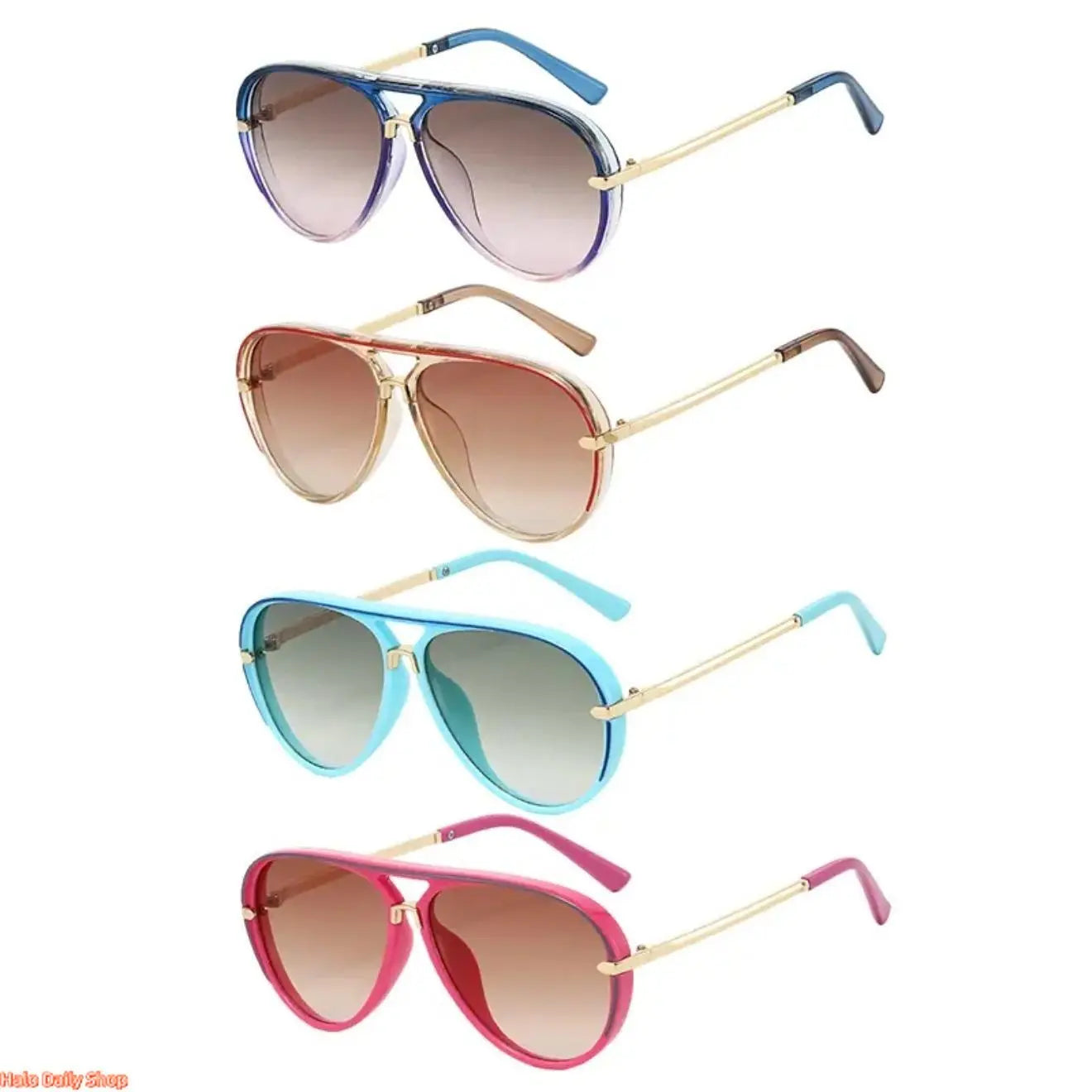 Retro Aviator Sunglasses for Women, with Trendy Casual Metal Frame Shades