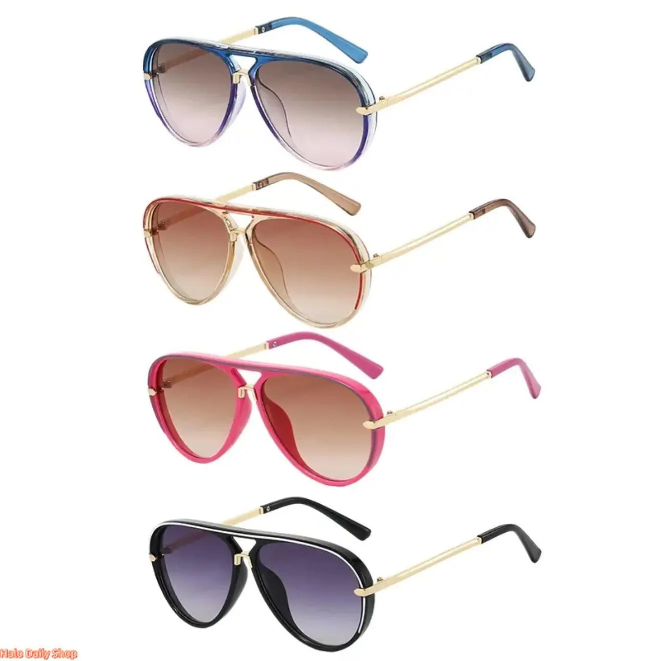 Retro Aviator Sunglasses for Women, with Trendy Casual Metal Frame Shades