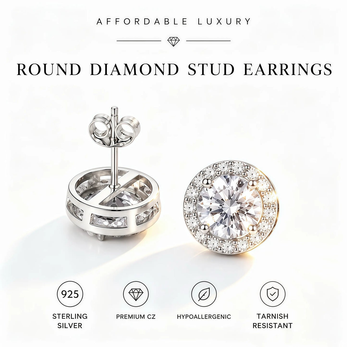 Iced Out round CZ Stud Earrings | Diamond Look Sparkle