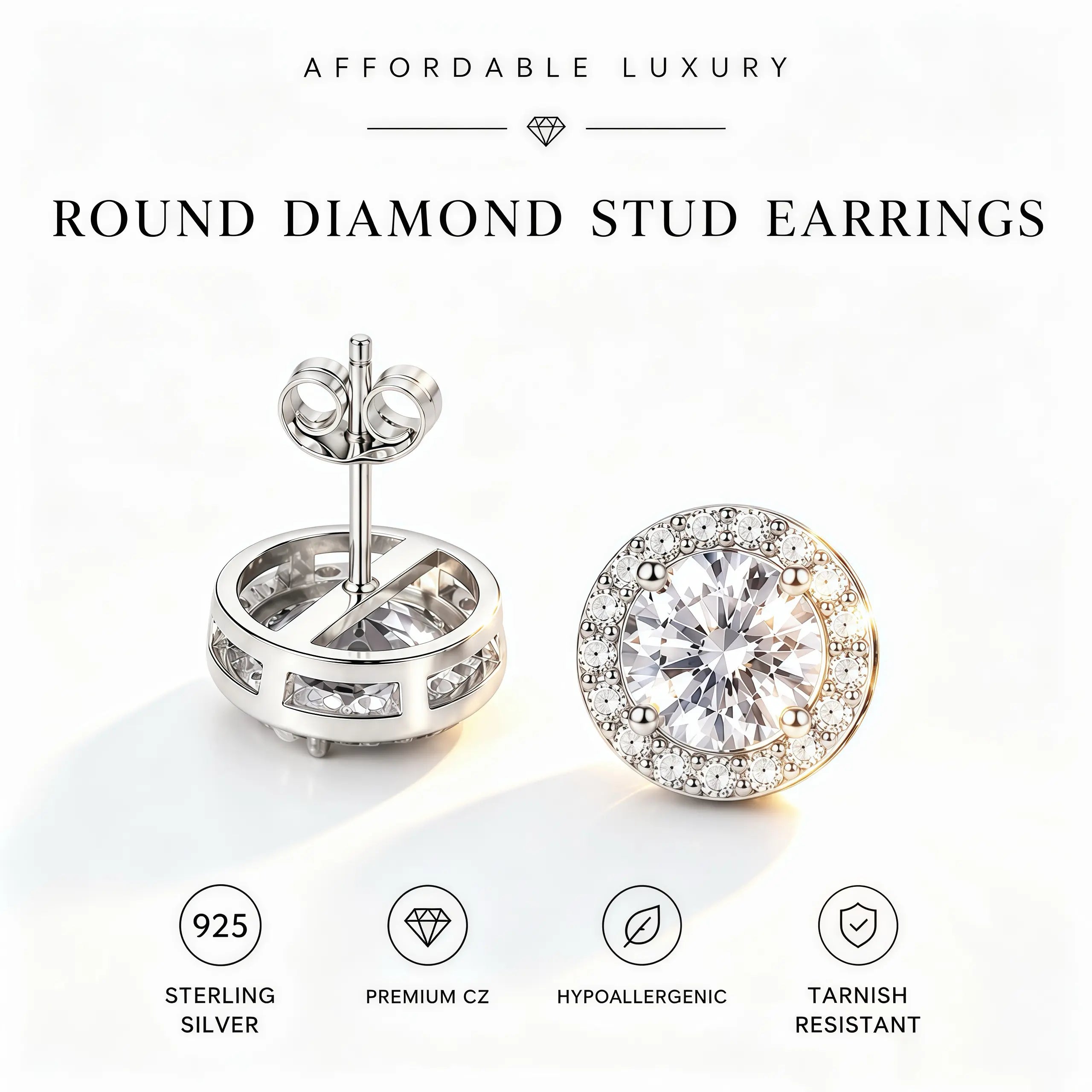 Iced Out round CZ Stud Earrings | Diamond Look Sparkle