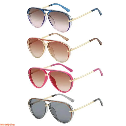 Retro Aviator Sunglasses for Women, with Trendy Casual Metal Frame Shades
