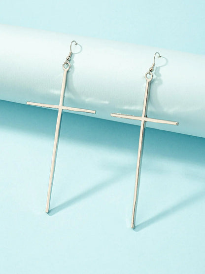 Women'S Street Trend Cross Charm Dangle Earrings
