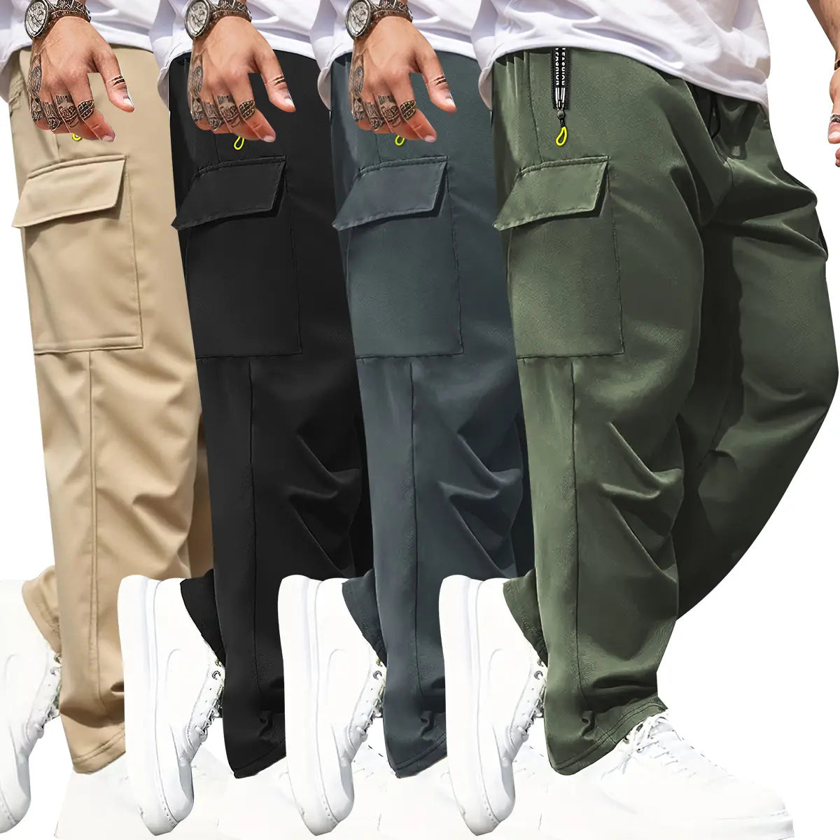 4 PIECES - Men's Cargo Pants