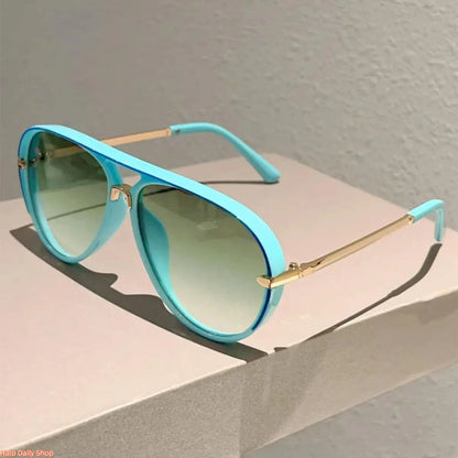 Retro Aviator Sunglasses for Women, with Trendy Casual Metal Frame Shades