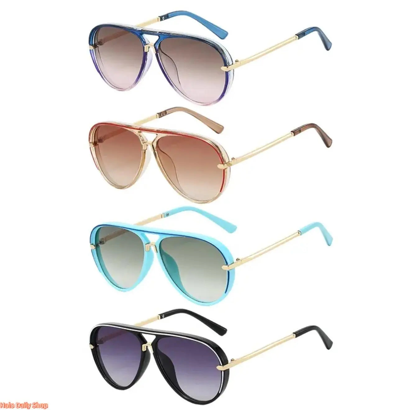 Retro Aviator Sunglasses for Women, with Trendy Casual Metal Frame Shades