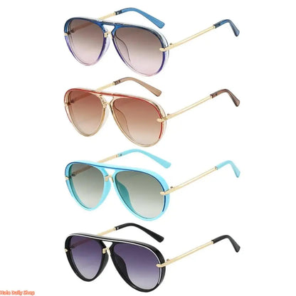 Retro Aviator Sunglasses for Women, with Trendy Casual Metal Frame Shades