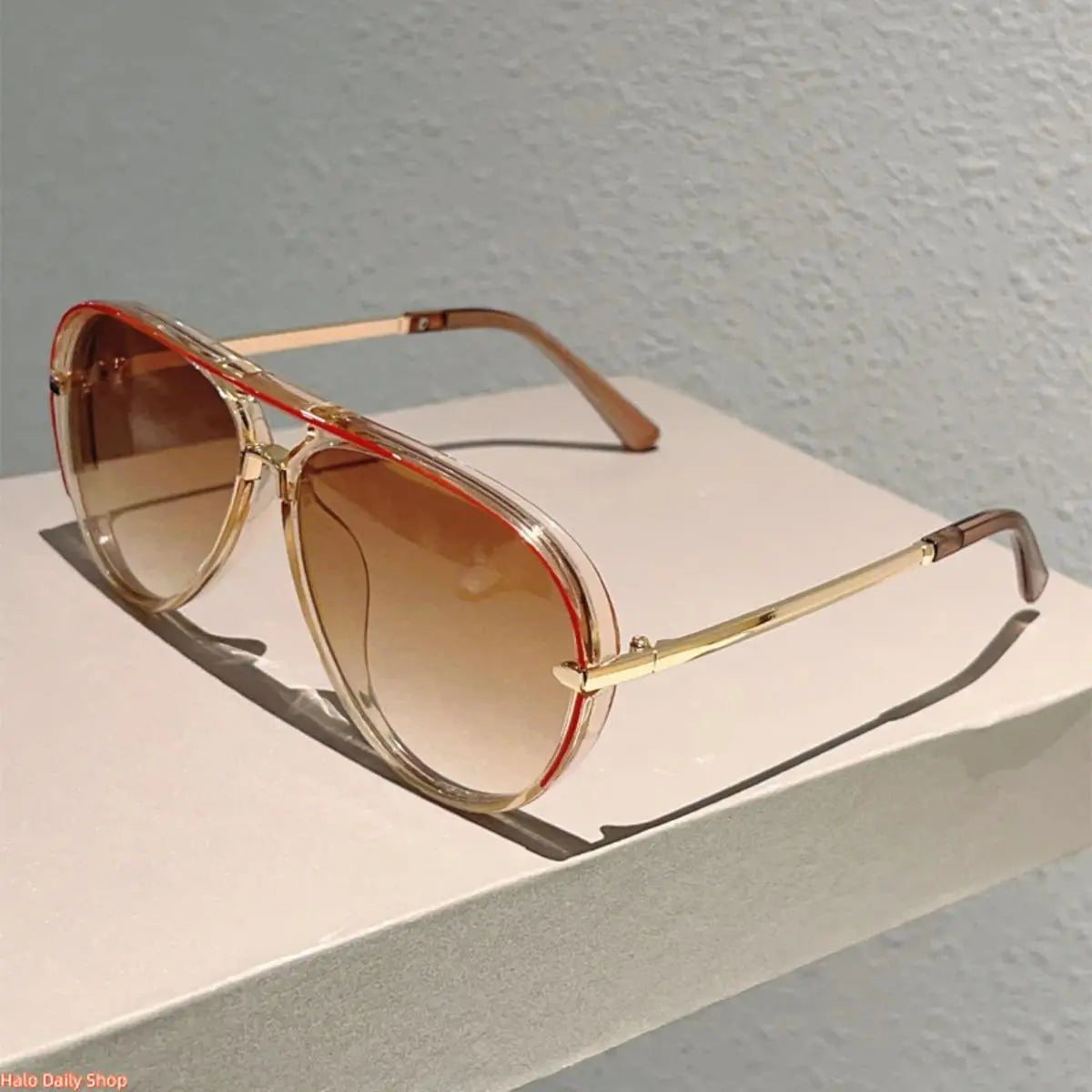 Retro Aviator Sunglasses for Women, with Trendy Casual Metal Frame Shades