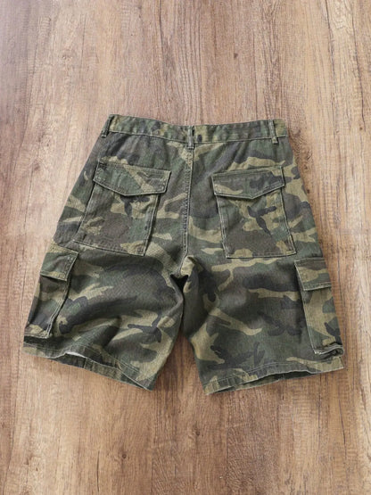 American Street Style Washed Camouflage Cargo Pants, streetwear outfit