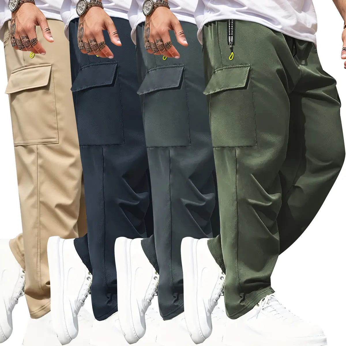 4 PIECES - Men's Cargo Pants