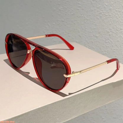 Retro Aviator Sunglasses for Women, with Trendy Casual Metal Frame Shades