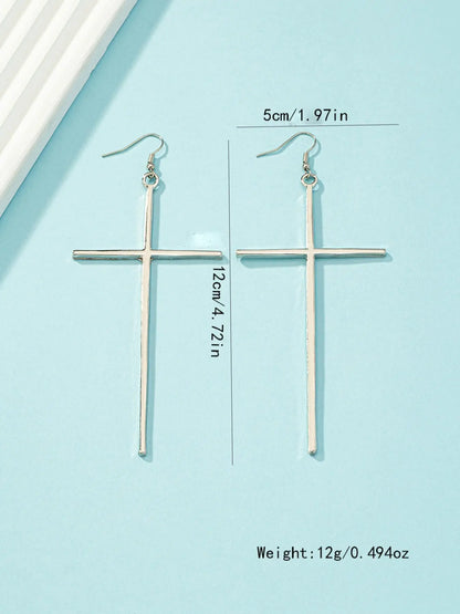 Women'S Street Trend Cross Charm Dangle Earrings