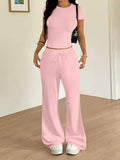 TWO PIECES - Women'S Casual Tight-Fitting T-Shirt and Loose Long Pants