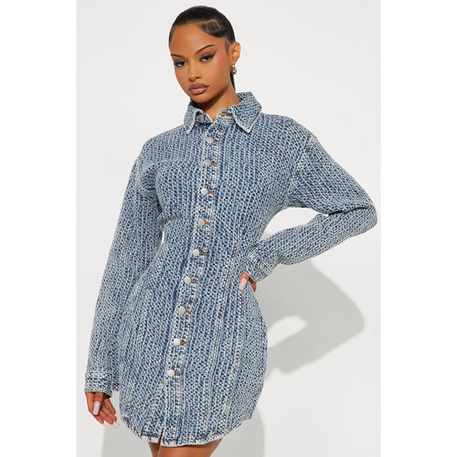 Alessandra Textured Denim Mini Dress