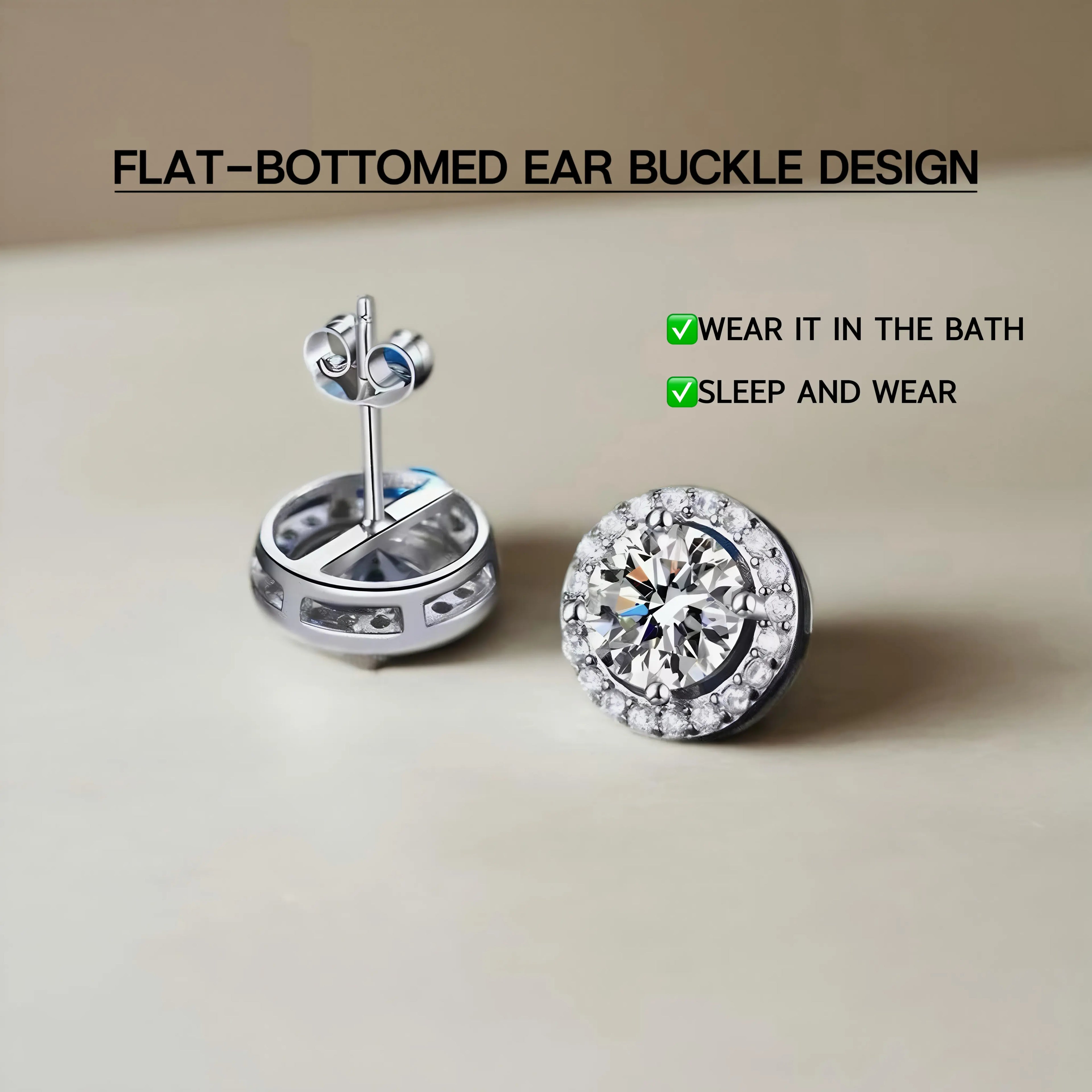 Iced Out round CZ Stud Earrings | Diamond Look Sparkle