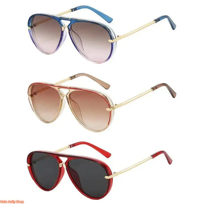 Retro Aviator Sunglasses for Women, with Trendy Casual Metal Frame Shades