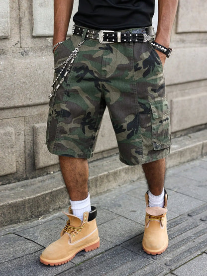 American Street Style Washed Camouflage Cargo Pants, streetwear outfit