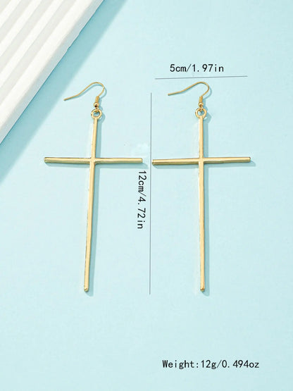 Women'S Street Trend Cross Charm Dangle Earrings