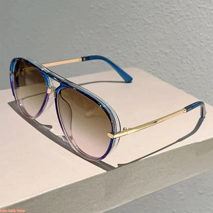 Retro Aviator Sunglasses for Women, with Trendy Casual Metal Frame Shades