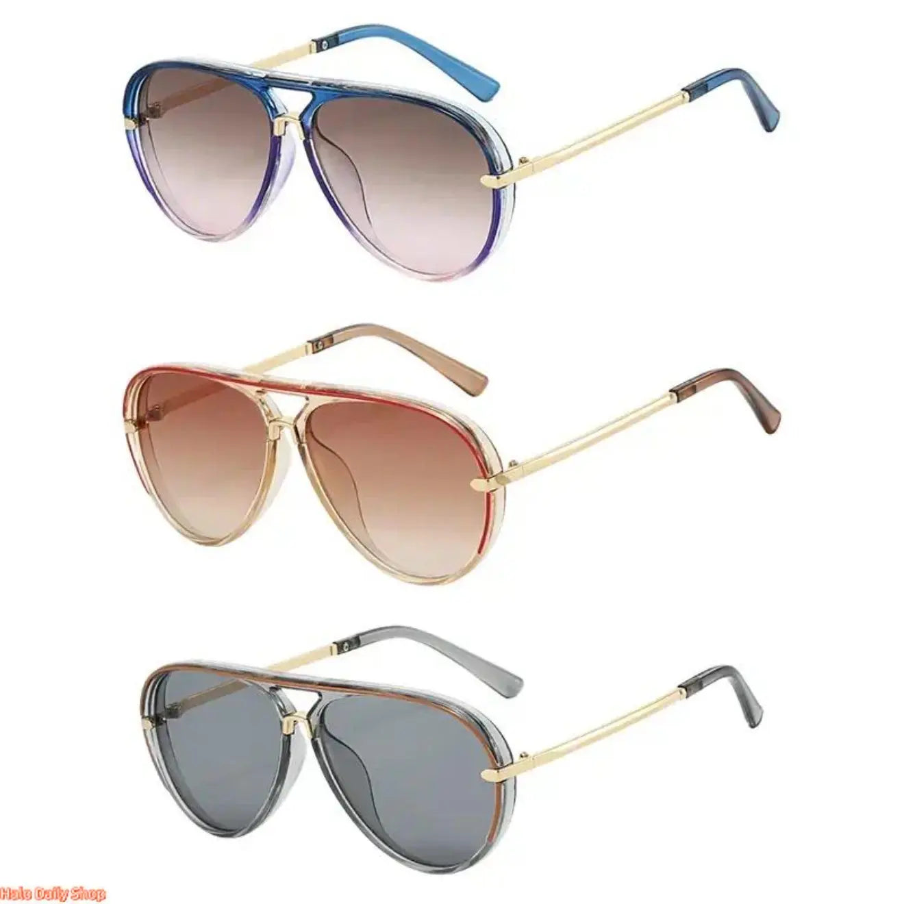 Retro Aviator Sunglasses for Women, with Trendy Casual Metal Frame Shades