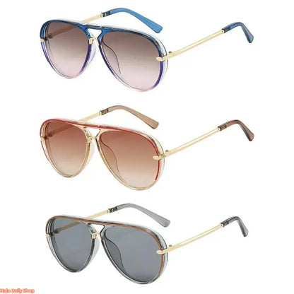 Retro Aviator Sunglasses for Women, with Trendy Casual Metal Frame Shades