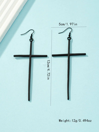 Women'S Street Trend Cross Charm Dangle Earrings