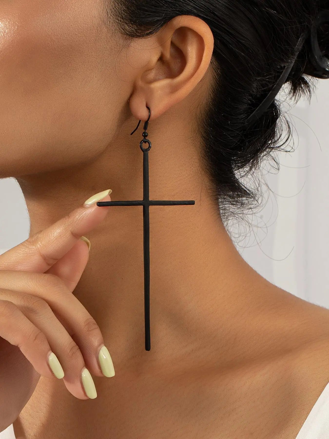Women'S Street Trend Cross Charm Dangle Earrings