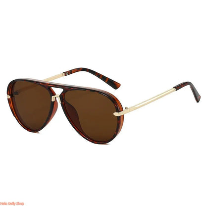 Retro Aviator Sunglasses for Women, with Trendy Casual Metal Frame Shades