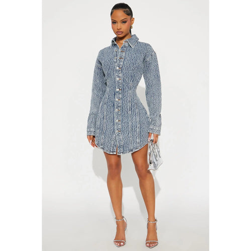 Alessandra Textured Denim Mini Dress
