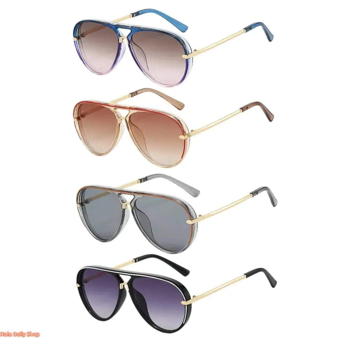 Retro Aviator Sunglasses for Women, with Trendy Casual Metal Frame Shades