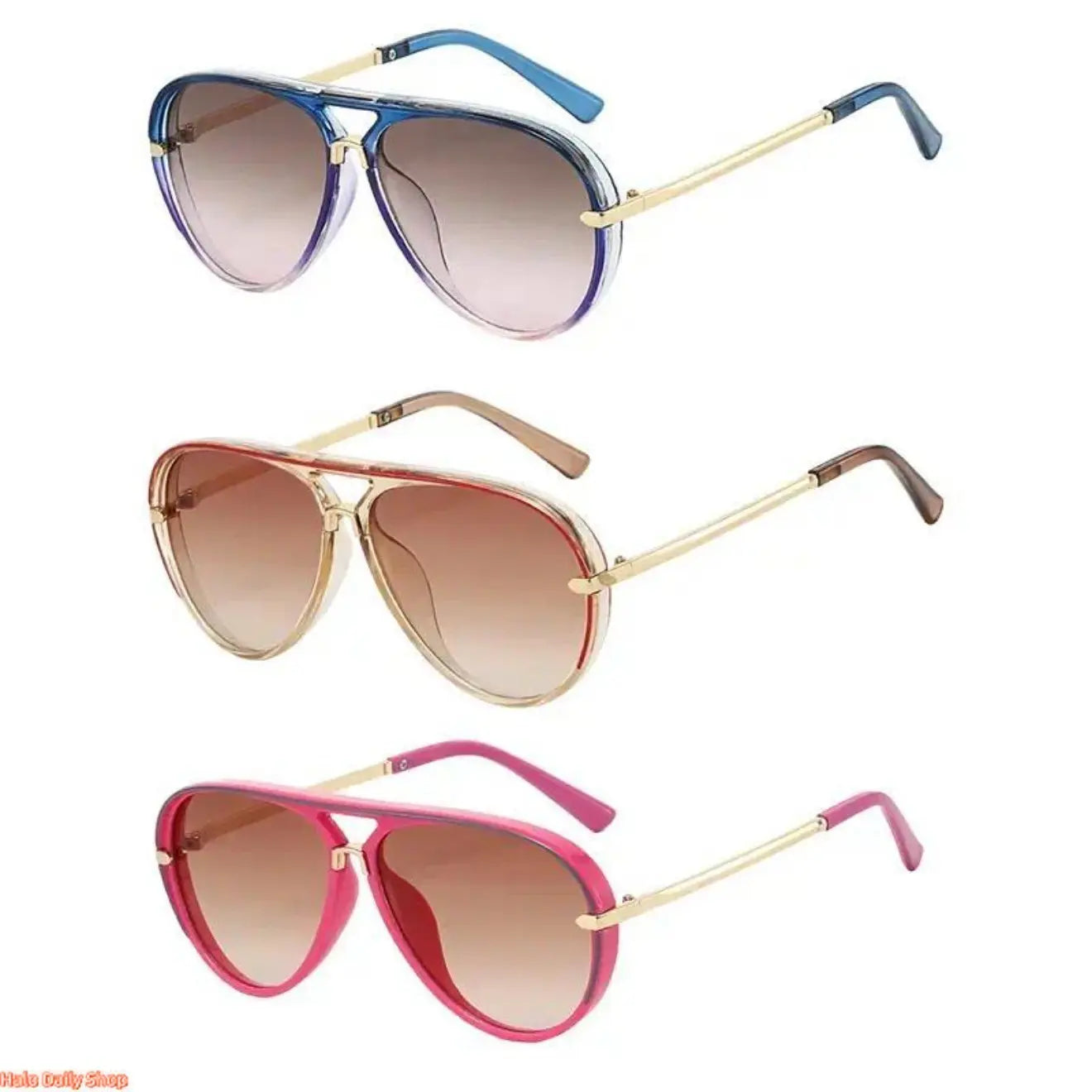 Retro Aviator Sunglasses for Women, with Trendy Casual Metal Frame Shades