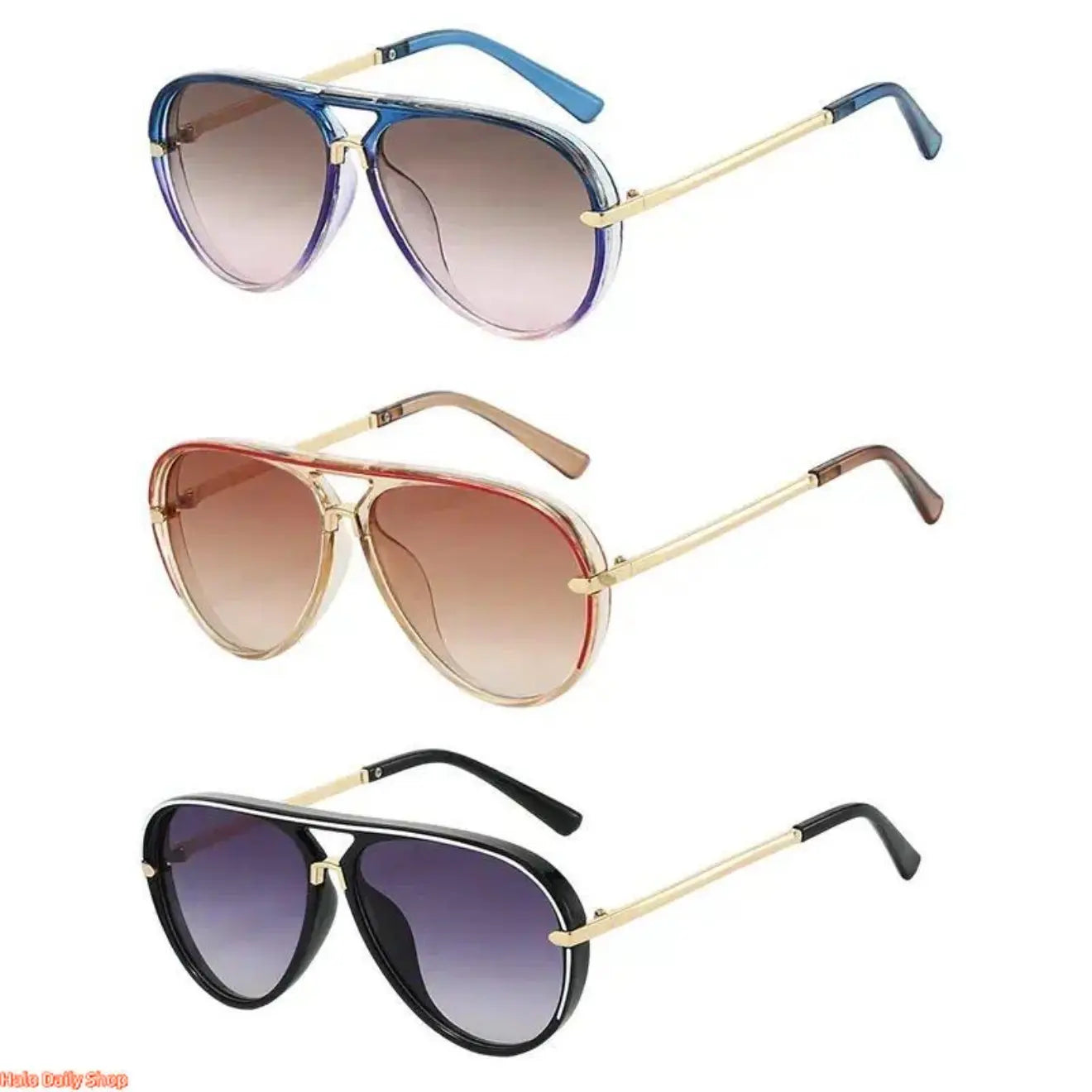 Retro Aviator Sunglasses for Women, with Trendy Casual Metal Frame Shades