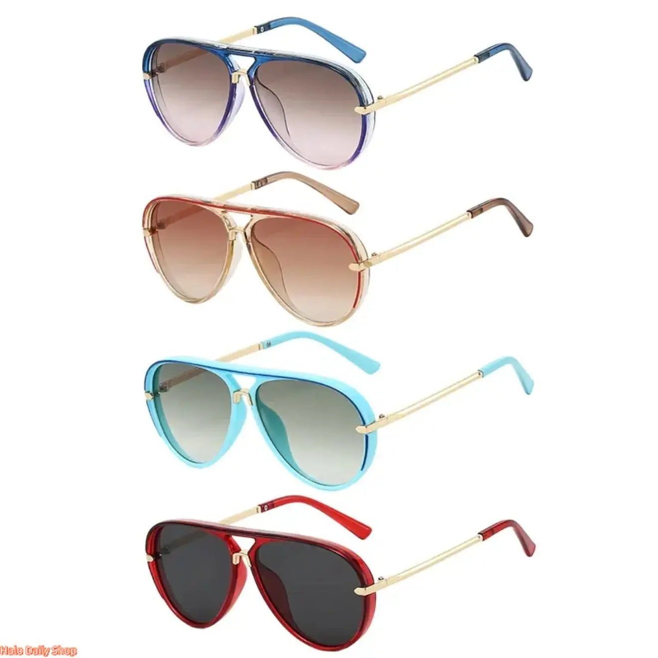 Retro Aviator Sunglasses for Women, with Trendy Casual Metal Frame Shades