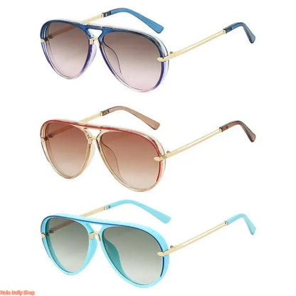 Retro Aviator Sunglasses for Women, with Trendy Casual Metal Frame Shades