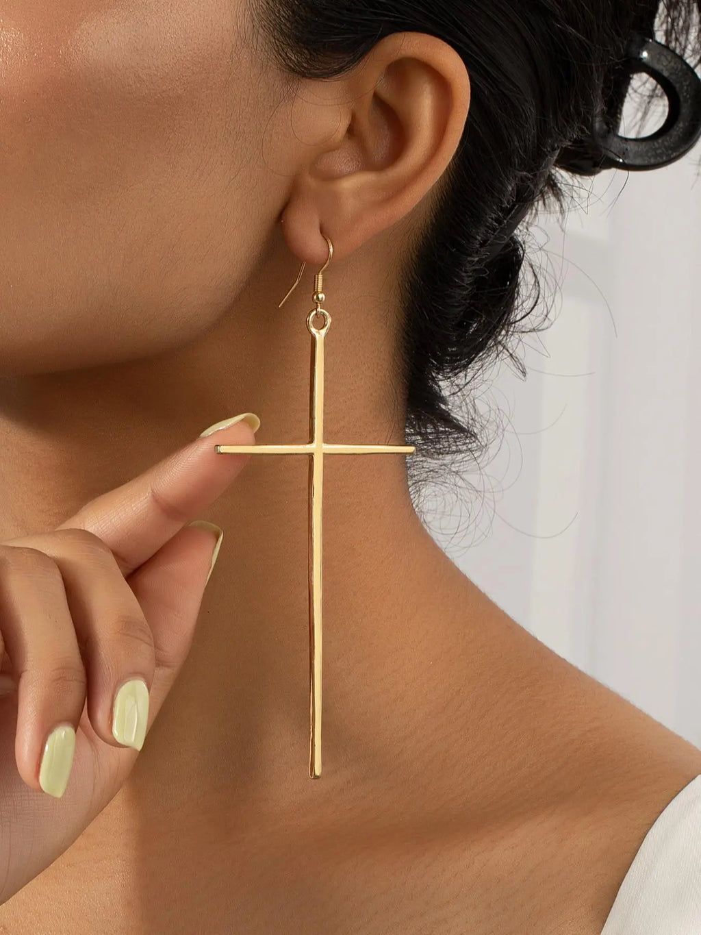 Women'S Street Trend Cross Charm Dangle Earrings