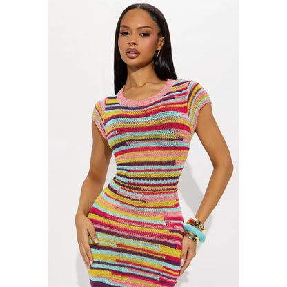 Simply Summer Crochet Maxi Dress - Multi Color