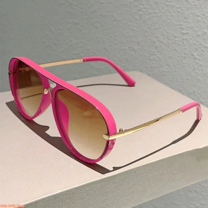 Retro Aviator Sunglasses for Women, with Trendy Casual Metal Frame Shades