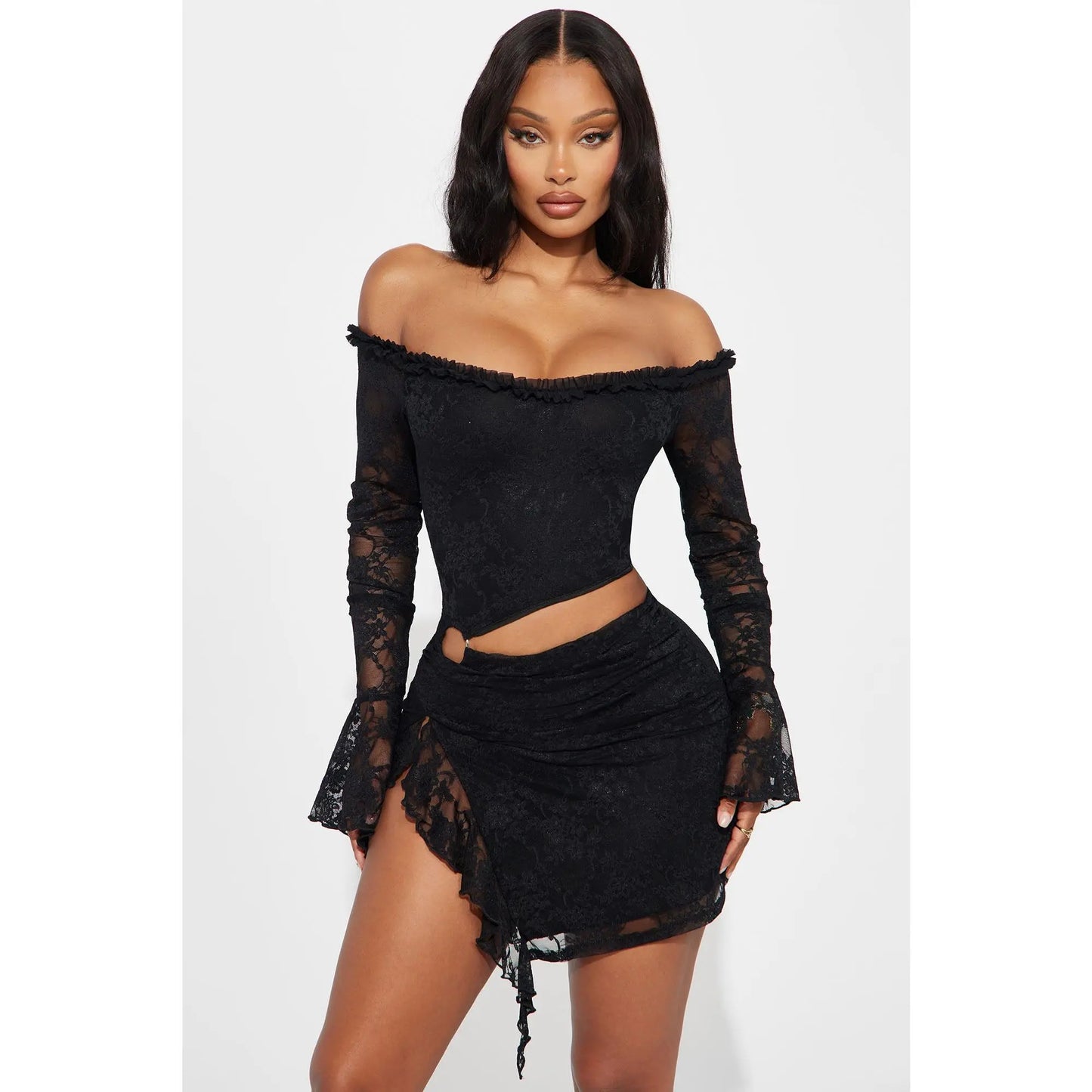 One of One Lace Mini Dress - Black