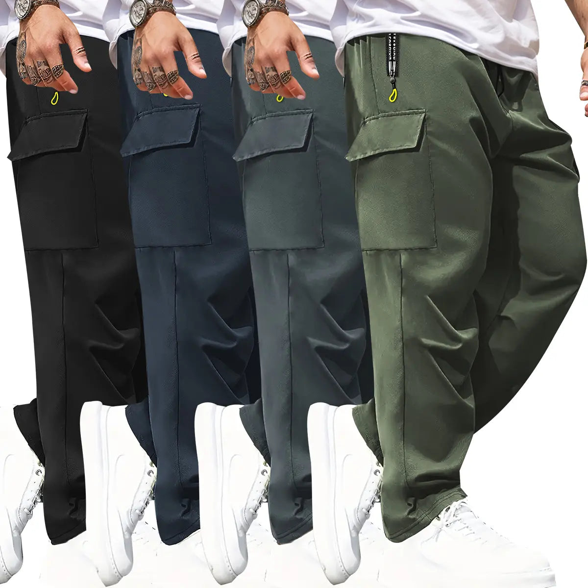 4 PIECES - Men's Cargo Pants