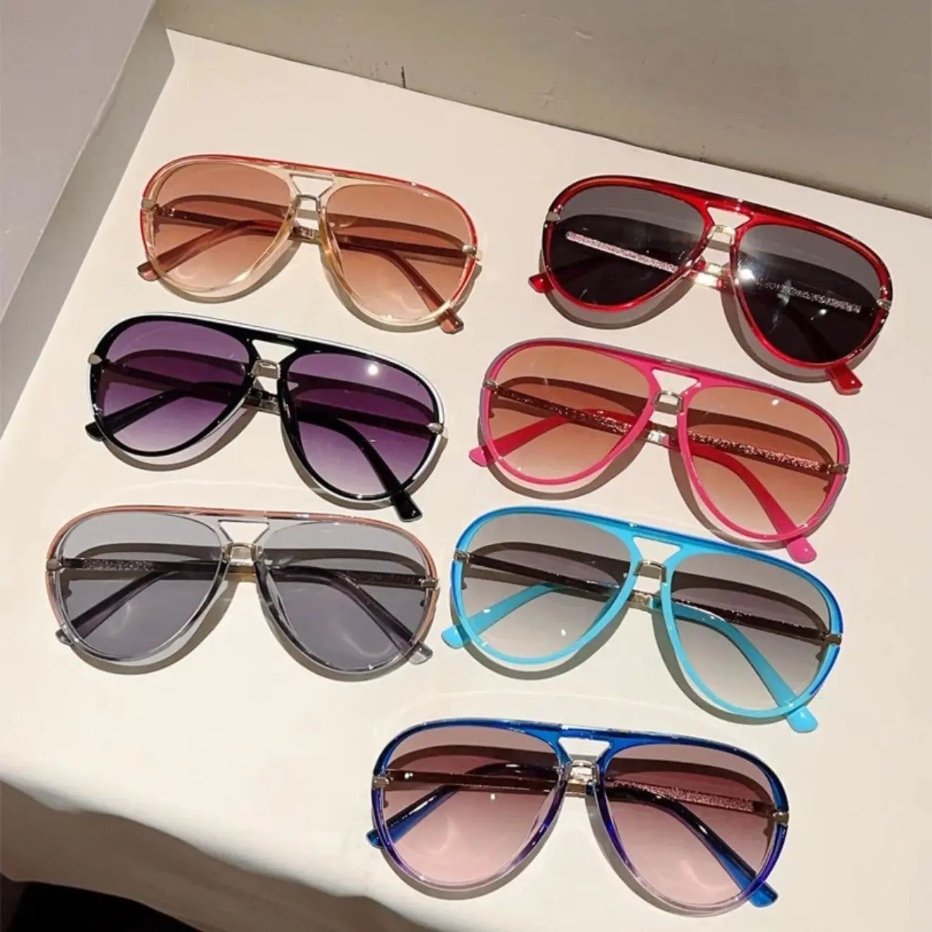 Retro Aviator Sunglasses for Women, with Trendy Casual Metal Frame Shades