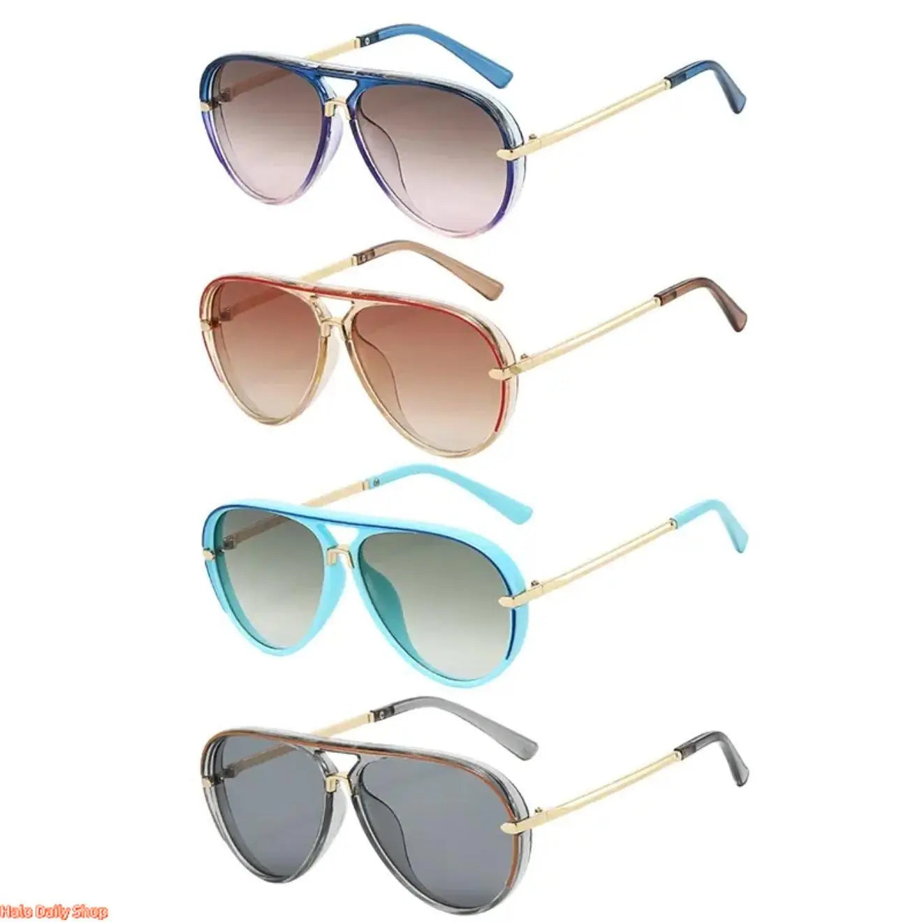 Retro Aviator Sunglasses for Women, with Trendy Casual Metal Frame Shades