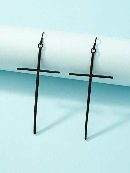 Women'S Street Trend Cross Charm Dangle Earrings