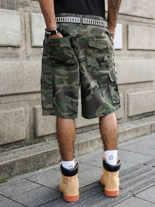 American Street Style Washed Camouflage Cargo Pants, streetwear outfit